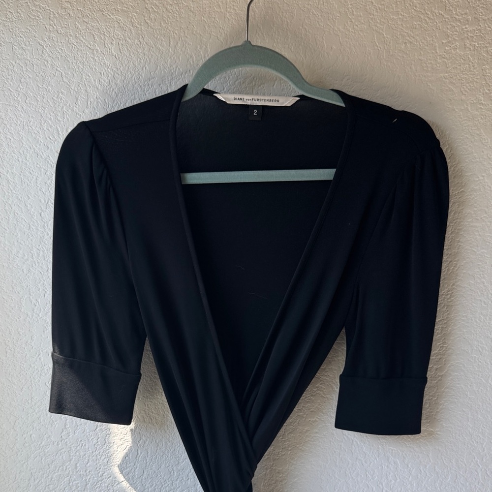 Diane Von Furstenberg Black Midi Wrap Dress - Picture 4 of 6